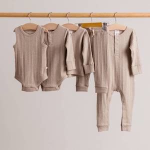 Woolbabe: Woolbabe Organic Cotton & Merino Long Sleeve Henley Bodysuit