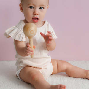 Burrow & Be Almond Blush Pointelle Flutter Bodysuit