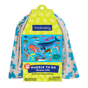 Wooden Puzzles: Mudpuppy Ocean Life Puzzle To Go - 36 piece