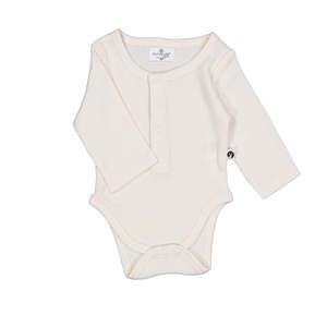 Burrow & Be Henley Rib Long Sleeve Bodysuit - Natural