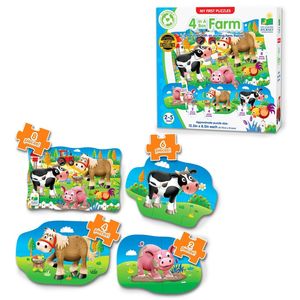 Wooden Puzzles: My First Puzzle 4-in-a-Box Farm Animals