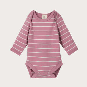 BaBu Merino Long Sleeve Bodysuit - Blossom Stripe