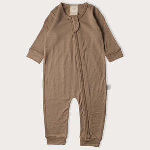 BaBu Merino Footless Onesie - Walnut