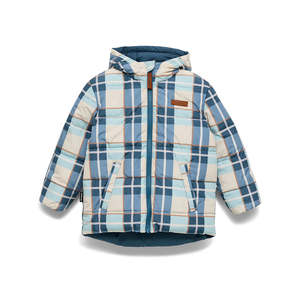 Crywolf Reversible Puffer Eco Jacket - Blue Plaid