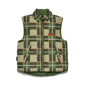 Crywolf Reversible Puffer Eco Vest - Field Plaid