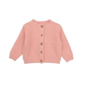Burrow & Be Oakley Wool Knit Cardigan - Carnation