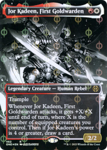 Jor Kadeen, First Goldwarden (Borderless Manga Step-and-Compleat Foil) [Phyrexia&hellip;