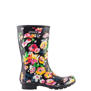 Roma Boots: Roma Black Floral Boots