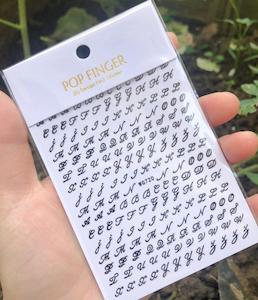 WG720 Black Letter Nail Stickers