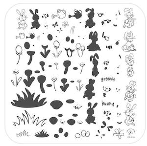 Medium Stamping Plates: Groovy Bunny CjSH66 *CLEARANCE*