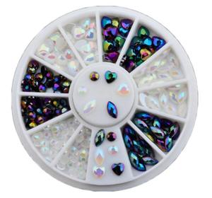 Heart, Round & Teardrop AB White & Black Rhinestone Wheel | TCG Nail Art Rhinestone Wheel NZ