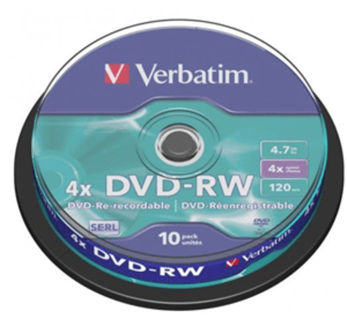 Products: Verbatim DVD-RW 4.7GB 4x 10 Pack on Spindle