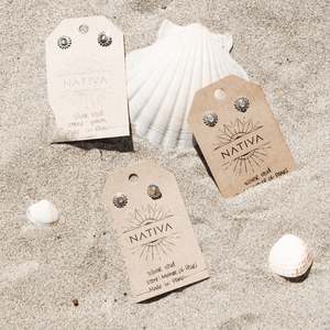 Jewelry: Natural Stone Flower Silver Studs