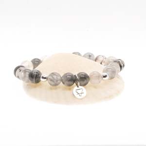 Jewelry: Smoky Quartz and Silver bead bracelet