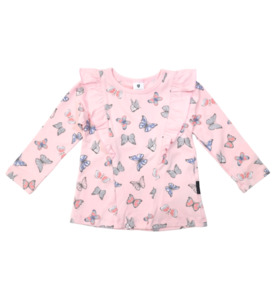 Korango Butterfly L/S Tee W Frill - Fairytale Pink - SALE-Girls Sale : Kids Clot&hellip;