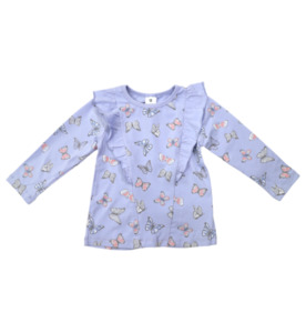 Korango Butterfly L/S Tee W Frill - Blue Herron - SALE-Girls Sale : Kids Clothin&hellip;