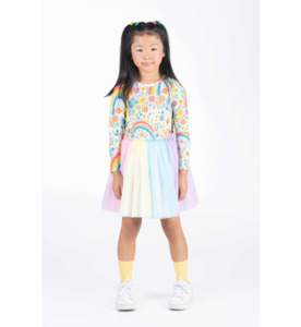 Rock Your Kid Rainbows & Flowers L/S Circus Dress - SALE-Girls Sale : Kids C&hellip;