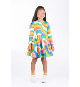 Rock Your Kid Into The Groove L/S Waisted Dress - SALE-Girls Sale : Kids Clothin&hellip;
