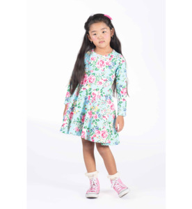 Rock Your Kid Blue Garden L/S Waisted Dress - SALE-Girls Sale : Kids Clothing NZ&hellip;