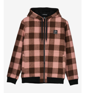 Swanndri Crooked River Wool Hoodie - Rose/Coffee Check - SALE-Girls Sale : Kids &hellip;