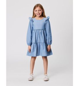 Kissed By Radicool Ruffle Chambray Dress - SALE-Girls Sale : Kids Clothing NZ : &hellip;