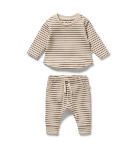 Products: Wilson & Frenchy Nutmeg Stripe Organic Waffle Set - BY BRAND-Wilson & Frenchy : Kids Clothing NZ : : Kid Republic - W26 Wilson & Frenchy