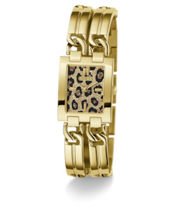 Guess Ladies MoD ID Leopard Gold Band watch