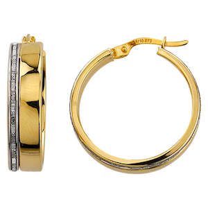 Earrings Collection: 9ct Yellow & White Gold, Silver Bonded Hoop Earrings