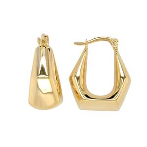 Everything You Might Like These: 9ct Yellow Gold And Silver Bonded Hexagonal Hoop Earrings