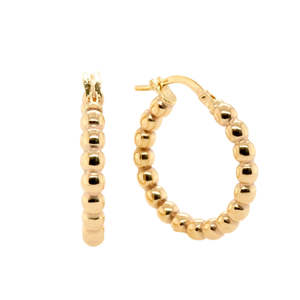 9ct Yellow Gold And Silver Bonded Bead Hoop Earrings