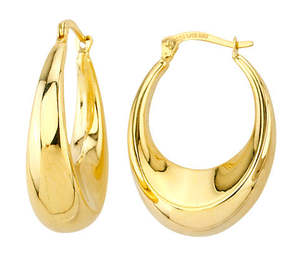 9ct Yellow Gold And Silver Bonded Oval Hoop Earrings