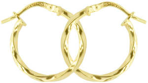 9ct Yellow Gold And Silver Bonded Twisted Hoop Earrings