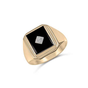 Rectangle Black Onyx Diamond Ring