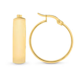 9ct Yellow Gold And Silver Bonded Plain Hoop Earrings