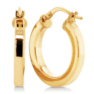 9ct Yellow Gold And Silver Bonded Round Flat Profile Earrings