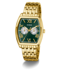 Guess: Guess Gabriel Green dial gold tone multifunction watch GW0975G2