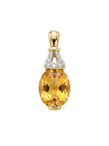 9ct citrine diamond pendant