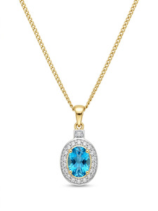 9ct Blue Topaz / diamond pendant