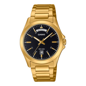 Casio Analog black face Gold plated Band mtp1370G-1A
