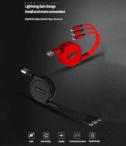 Products: Product TC15: 3IN1 Multi USB Retractable Charging Cable, 1 meter NuTech