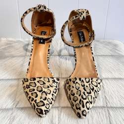 La Tribe Animal Print Midi Heel Ankle Strap Heels - SIZE 40