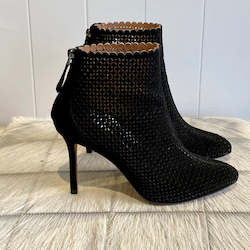 Shoes Boots: Alaia Laser Cut Out Stiletto Booties - SIZE 35