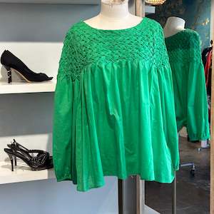 Cotton Shirt: Merlette Songes Smocked Top - SIZE M