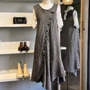 Y's Wool Check Pinafore BNWT - SIZE XS/S