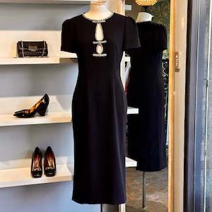 Self-Portrait Crepe Diamante Midi Dress - SIZE 10