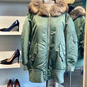 Jackets Blazers: Burberry Longline Bomber Jacket  Fur Trim Hood - SIZE L