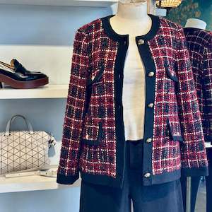 Anine Bing Lydia Jacket Cherry Plaid - SIZE XS/S