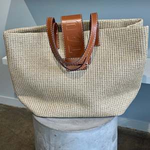 Staud Mercato Raffia Effect and Leather Tote