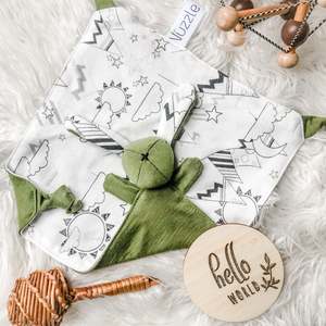 Merino Nuzzle Bunnies: Summer Mountains + Green merino