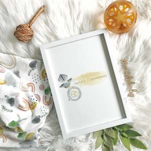 Nz Native Bird Hand Painted Prints: Fantail/piwakawaka Nursery Print